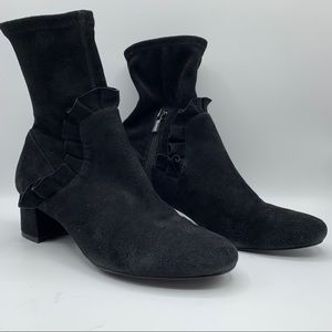 & Other Stories Ruffled Black Suede Sock Bootie Size 7